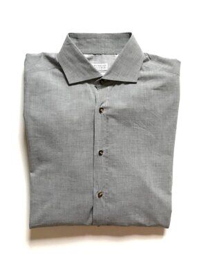Brunello Cucinelli Basic Fit Button Down Shirt Mens Large Gray Long Sleeve